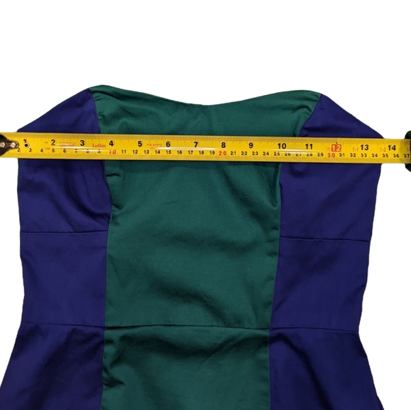French Connection Colour Block Green Purple/Blue Strapless Mini Dress US 6 - Picture 3 of 15